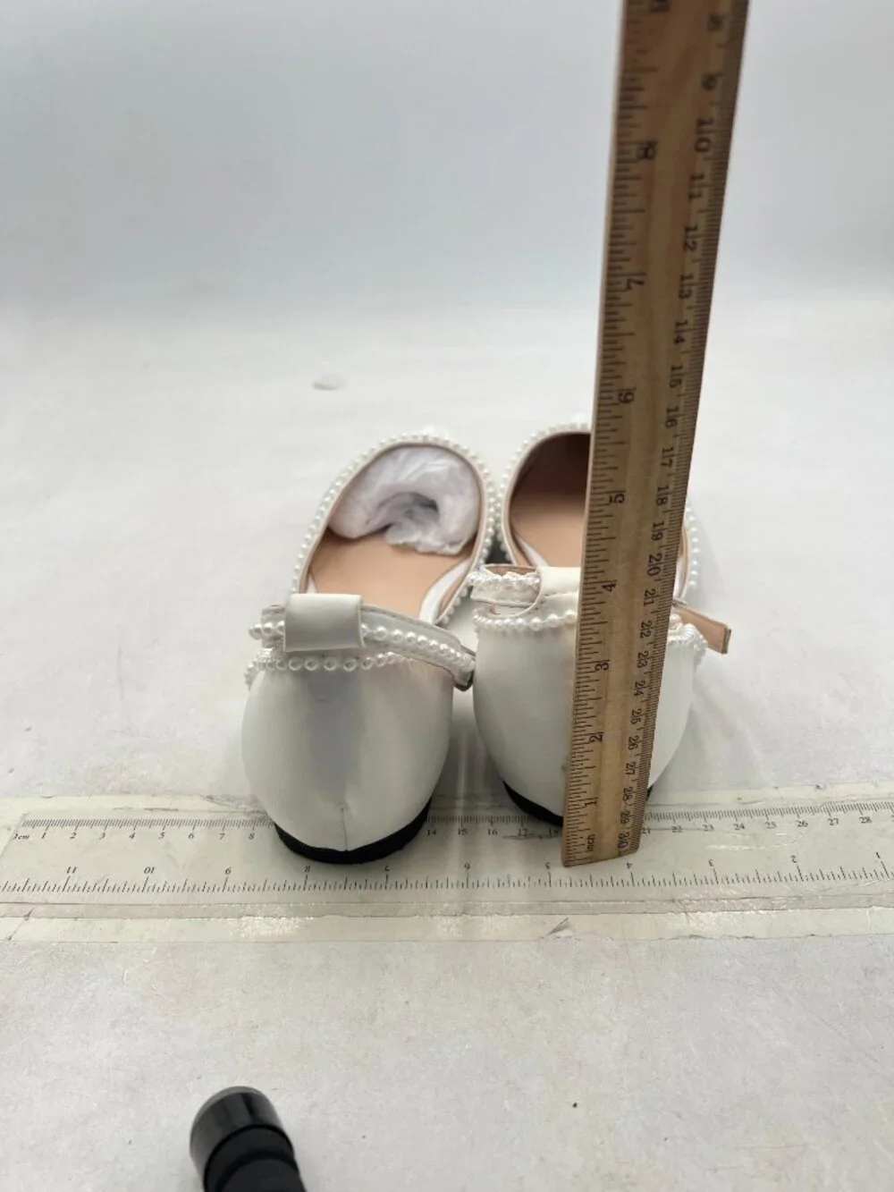 miss left Ivory Lovely Pearls Pointed Toe Flats Ankle Strap Comfortable Sandals